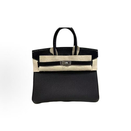 HERMES Birkin 25 Silver clasp platinum handbag 25 Women\'s Edition 89 Nior black